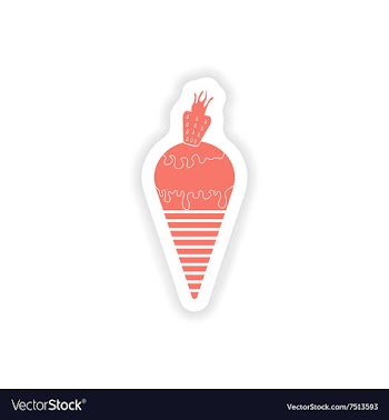Paper sticker on white background ice cream cone vector image