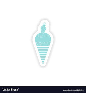 Paper sticker on white background ice cream cone vector image