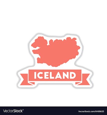 Paper sticker on white background Iceland map vector image