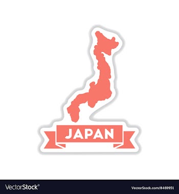 Paper sticker on white background Japan map vector image