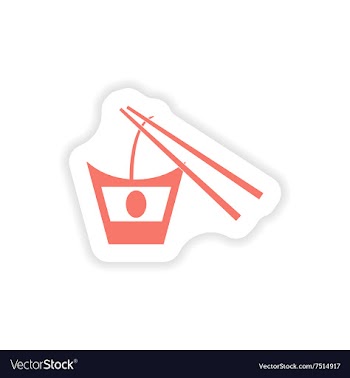 Paper sticker on white background Japanese noodles vector image
