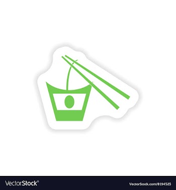 Paper sticker on white background Japanese noodles vector image