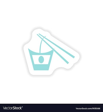 Paper sticker on white background Japanese noodles vector image