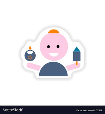Paper sticker on white background Jewish child vector image