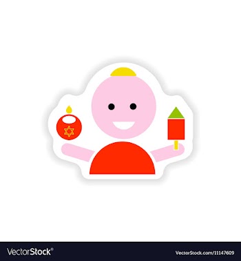 Paper sticker on white background Jewish child vector image