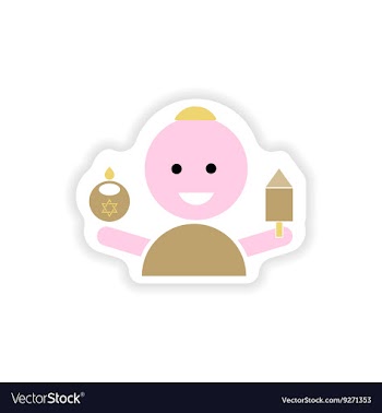 Paper sticker on white background Jewish child vector image
