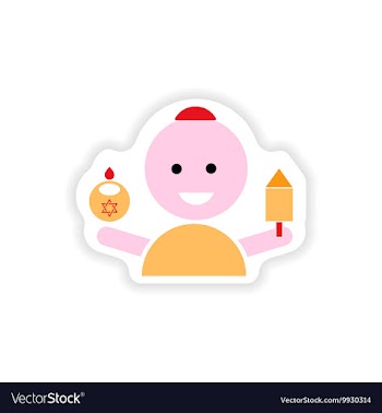 Paper sticker on white background Jewish child vector image