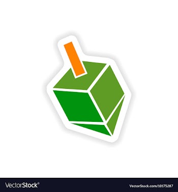 Paper sticker on white background Jewish dreidel vector image