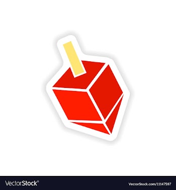 Paper sticker on white background Jewish dreidel vector image