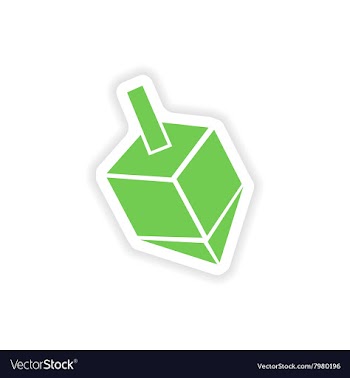 Paper sticker on white background Jewish dreidel vector image
