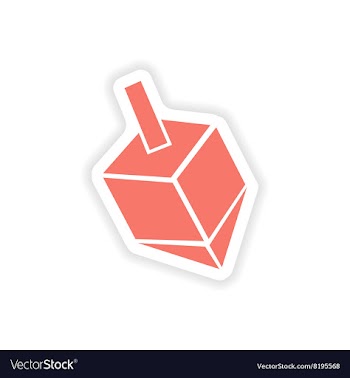 Paper sticker on white background Jewish dreidel vector image