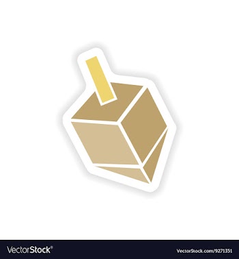 Paper sticker on white background Jewish dreidel vector image