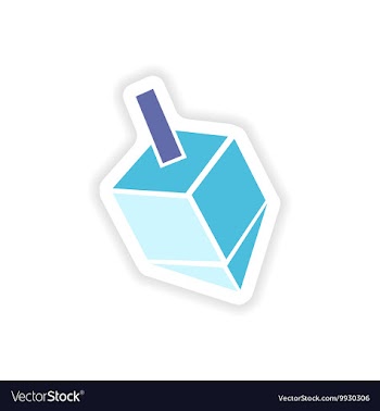Paper sticker on white background Jewish dreidel vector image