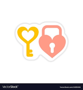 Paper sticker on white background key lock vector image