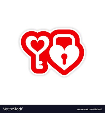 Paper sticker on white background key lock vector image