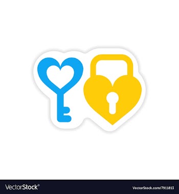 Paper sticker on white background key lock vector image