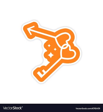 Paper sticker on white background keys heart vector image