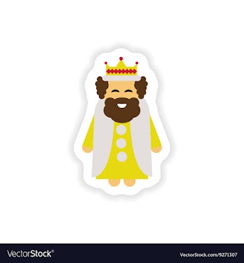 Paper sticker on white background king cartoon vector image