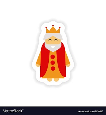 Paper sticker on white background king cartoon vector image