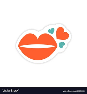 Paper sticker on white background kiss heart vector image