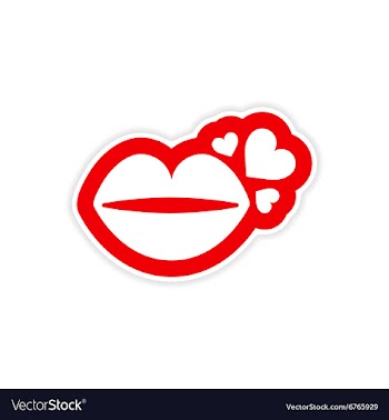 Paper sticker on white background kiss heart vector image