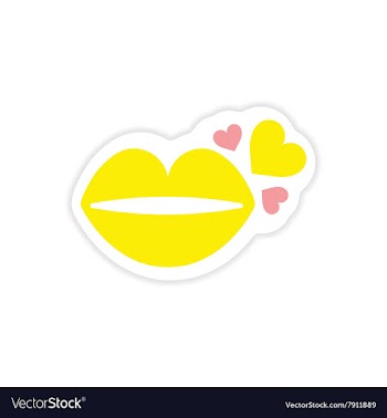 Paper sticker on white background kiss heart vector image