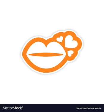 Paper sticker on white background kiss heart vector image