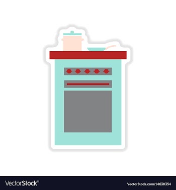 Paper sticker on white background kitchen stove vector image