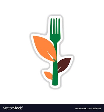 Paper sticker on white background leaves fork vector image