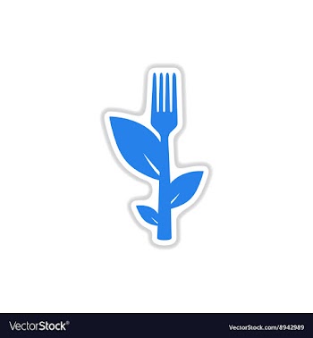 Paper sticker on white background leaves fork vector image