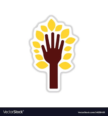 Paper sticker on white background leaves hand vector image