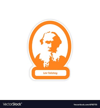 Paper sticker on white background Lev Tolstoy vector image