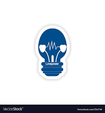 Paper sticker on white background lightbulb love vector image