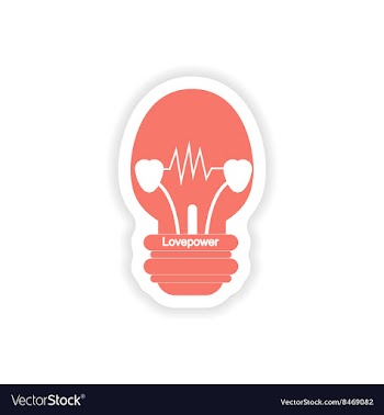 Paper sticker on white background lightbulb love vector image