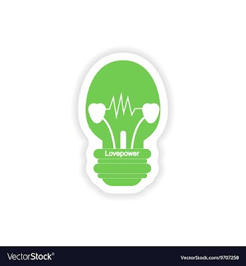 Paper sticker on white background lightbulb love vector image
