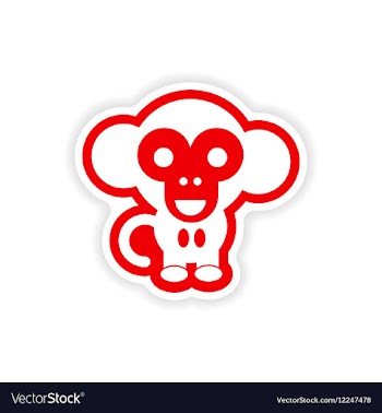 Paper sticker on white background little monkey vector image