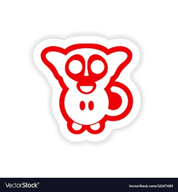 Paper sticker on white background little monkey vector image