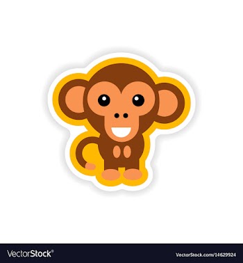 Paper sticker on white background little monkey vector image