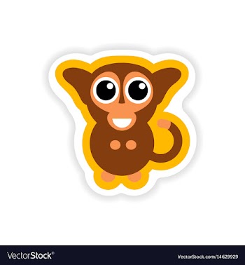 Paper sticker on white background little monkey vector image