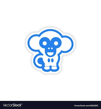 Paper sticker on white background little monkey vector image