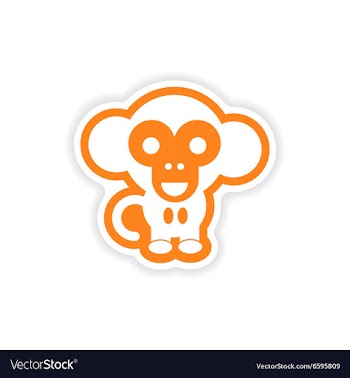 Paper sticker on white background little monkey vector image