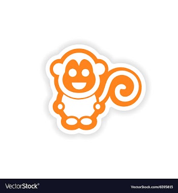 Paper sticker on white background little monkey vector image