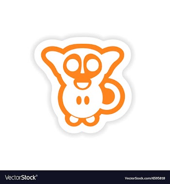 Paper sticker on white background little monkey vector image