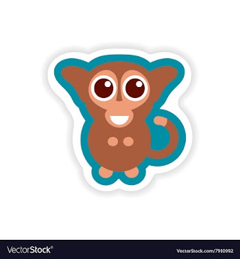 Paper sticker on white background little monkey vector image