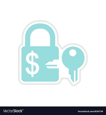 Paper sticker on white background lock and key vector image