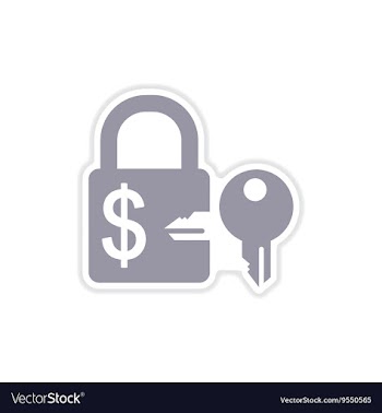 Paper sticker on white background lock and key vector image