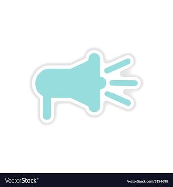 Paper sticker on white background loudspeaker vector image
