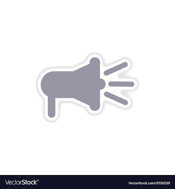 Paper sticker on white background loudspeaker vector image