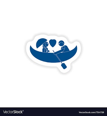 Paper sticker on white background love boat vector image