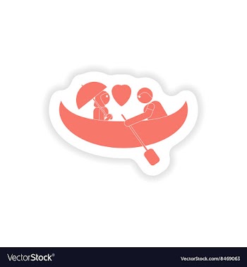 Paper sticker on white background love boat vector image